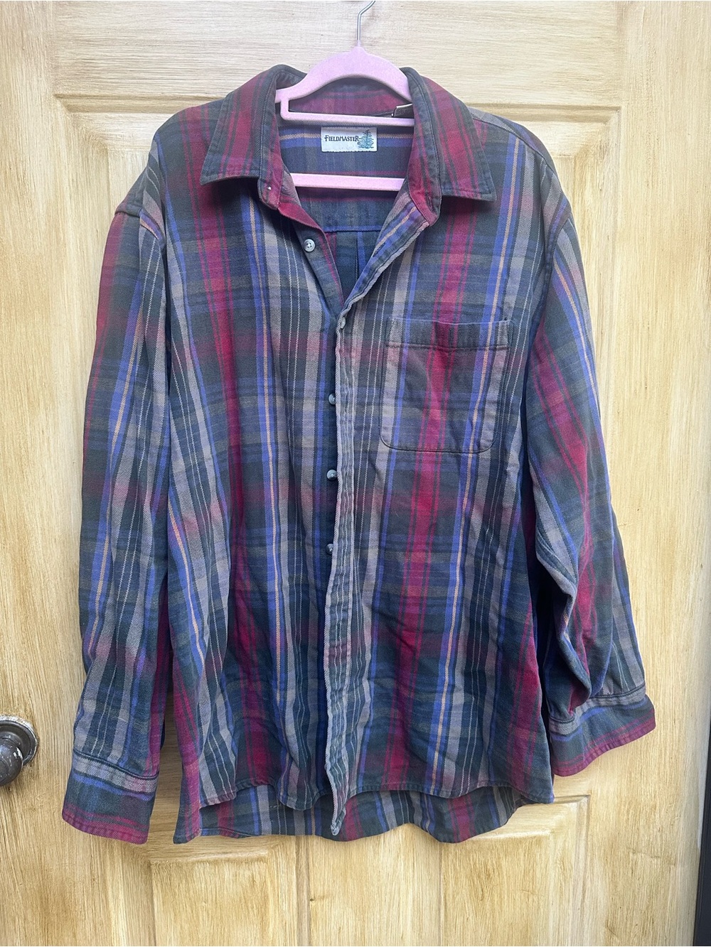 Vintage Fieldmaster XL Plaid Flannel Shirt 100% Cotton 90s Grunge